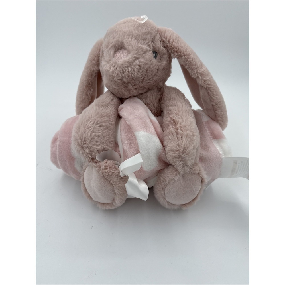 2-Piece Cuddle Plush Toy and Baby Polka Dot Blanket Gift Set, Bunny New